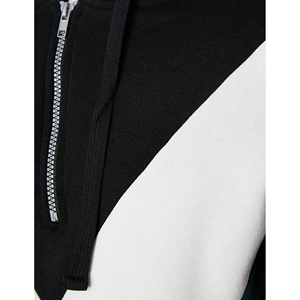 Mens Premium <b>Black</b> White Chevron Hoodie Half Zip Pullover Streetwear Casual Fashion Sweatshirt Winter Warm <b>Fleece</b> Hooded Jacket - Product Image 5