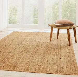 พรมปูพื้นสไตล์โมเดิร์นทำจากปอกระเจาธรรมชาติ ขอบหยัก ทอด้วยมือ เหมาะสำหรับห้องนั่งเล่น ห้องนอน โรงแรม ใช้ในเชิงพาณิชย์ หรือสำหรับการสวดมนต์ - Product Image 6