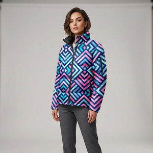 Chaqueta de invierno acolchada estampada premium para mujer, ropa informal personalizada para mujer, con cierre de cremallera a prueba de viento y bolsillos laterales, abrigo para mujer - Product Image 1