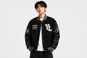 Custom Logo Leather Sleeve Varsity <b>Jacket</b> <b>Men</b> Chenille Embroidery Patch Letterman <b>Jacket</b> Embroidery <b>Baseball</b> <b>Jacket</b> <b>For</b> <b>Men</b> - Product Image 3