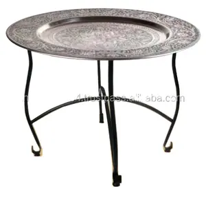 Engraving Design Round Moroccan Antique Table High Quality Portable Folding Coffee Table For Home Decor