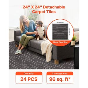 24 Pezzi di Piastrelle Modulari per Pavimenti Commerciali 24x24 Pollici, Tappeto Morbido Imbottito Senza Cuciture, Riutilizzabile, 96 Piedi Quadrati/Pezzo - Product Image 2