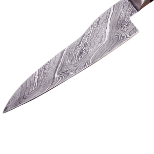Cuchillo de Caza Premium de Acero Damasco Plateado con Mango de Resina Azul, Hoja Fija, Cuchillo Utilitario para Supervivencia y Camping al Aire Libre - Product Image 3
