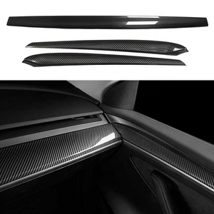 Panel <span class=keywords><strong>de</strong></span> salpicadero <span class=keywords><strong>de</strong></span> fibra <span class=keywords><strong>de</strong></span> carbono real Tesla Modelo 3/Y cubierta <span class=keywords><strong>de</strong></span> puerta delantera interior seca <span class=keywords><strong>de</strong></span> lujo embellecedor adhesivo Dash Kits cinta Interior <span class=keywords><strong>de</strong></span> coche - Product Image 2