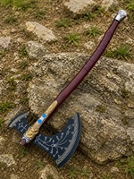 Hache tactique à double lame, tête en acier inoxydable, manche de luxe, style Viking, pour le camping, la découpe de bois et la survie