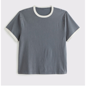 Wholesale Custom Unisex Ringer <b>T</b>-<b>Shirt</b> 100% Cotton Knitted Contrast <b>Collar</b> Crew Neck OEM ODM Manufacturer Blank Streetwear - Product Image 6