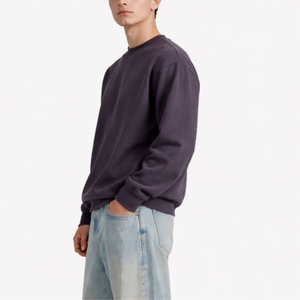 Sweat-shirt en molleton uni pour homme, 100 % coton, haute qualité, col rond, manches longues, hiver, décontracté, logo personnalisé. - Product Image 4