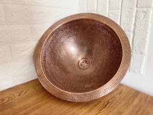 Lavabo de baño de cobre cepillado hecho a medida, lavabo de cobre para empotrar, lavabo de baño de cobre hecho a mano, lavabo rústico de lujo. - Product Image 4