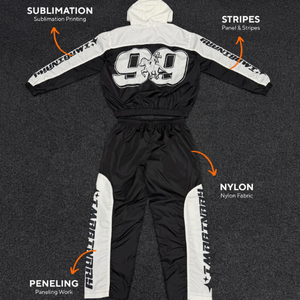 Ensemble coupe-vent personnalisé en nylon respirant avec design par sublimation, étiquette tissée, taille élastique, pour hommes, événements d'équipe, streetwear, personnalisable - Product Image 3