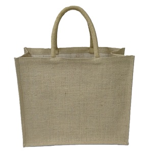 Gripped Soft Padded Rope Handle Natural Color Customized Burlap Promotional Advertising Jute Tote Shopping <b>Bag</b> For Branding - Product Image 1