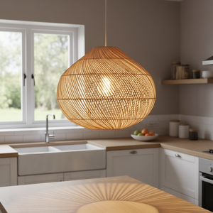 Boho <b>Wicker</b> Rattan Pendant <b>Light</b> Handmade Natural Lamp <b>Shade</b> for Dining Room or Coffee Shop Decoration Cheap Price Vietnam - Product Image 5