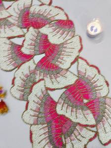 Handmade Rectangle <b>Mosaic</b> Flower Glass Bead Table Mat Pink White Home Dining Decor - Product Image 3