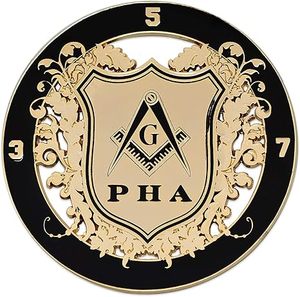 ตราสัญลักษณ์รถยนต์ทรงกลมแบบเมสัน รุ่น Prince Hall Shield - [สีดำและสีทอง][เส้นผ่านศูนย์กลาง 3 นิ้ว] วัสดุอะลูมิเนียม - Product Image 1