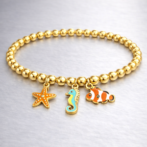 Regalos para niñas y mujeres, pulseras de cuentas metálicas personalizadas con dijes, a la moda. - Product Image 2