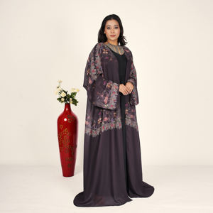 Abaya élégante et légère avec superposition transparente, manches larges et tombé raffiné pour les soirées de l'Aïd et les tenues festives - Product Image 2