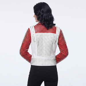 Women Premium Genuine Leather Studded Ladies Turn-Down-Collar Leather Studded <b>Jackets</b> Female Studded Full Sleeve Leather <b>Jacket</b> - Product Image 2