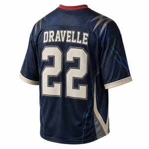 Men's Custom Football Jersey V-Neck Short Sleeve Sublimated Print Moisture Wicking <b>Mesh</b> Uniform Number 22 Team Style - Product Image 3