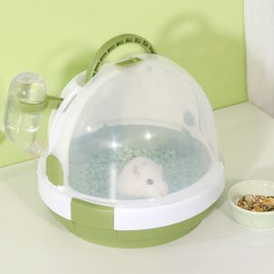กรงแฮมสเตอร์แบบพกพา กึ่งโปร่งใส ทรงกลม สำหรับเดินทาง ใส่หนูตะเภา วัสดุ PP มีหูหิ้ว ขวดน้ำในตัว - Product Image 3