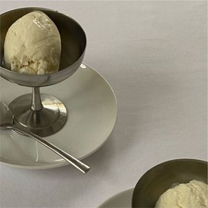 Moderna Taza de Metal Plateado para Helado, Copa de Postre de Tallo Alto, Plato Duradero de Acero Inoxidable con Pedestal para Sundae, Vajilla al por Mayor - Product Image 5