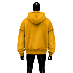 Sweat à capuche oversize imprimé artistique doré en coton French Terry avec logo imprimé sur le devant, style urbain, lavage vintage, pour l'automne - Product Image 2