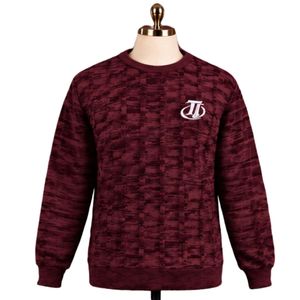 เสื้อสเวตเชิ้ตผู้ชายสีแดงเบอร์กันดี ลายถัก คอวี แขนยาว ปลายแขนจั๊มพ์  ลำลอง แฟชั่นฤดูหนาว เสื้อถัก - Product Image 1