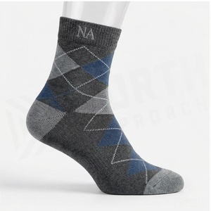 Argyle Pattern Ankle <b>Socks</b> for Adults Gray Blue <b>Breathable</b> Casual Wear Autumn Season - Product Image 3