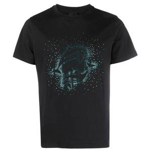 T-shirt à manches courtes pour homme, 180 grammes, col rond, tissu tricoté, logo personnalisé en strass, style hip-hop, uni - Product Image 6