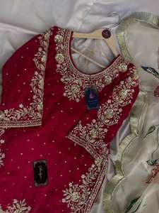 Traje de seda TOP PLAZZO DUPATTA GMY con bordado y cordón de lentejuelas - Product Image 2