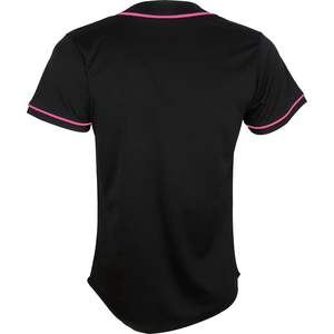 Maillot de baseball personnalisé Pullonsy pour hommes, entièrement boutonné, en maille brodée, noir, tailles S-8XL, respirant, pour softball, avec nom et numéros d'équipe - Product Image 1