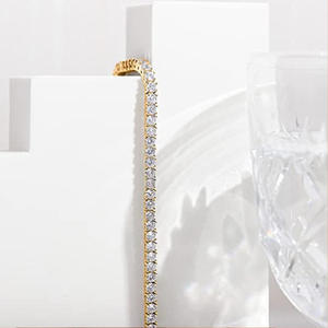 Bracelet chaîne tennis en or 14 carats avec diamants de laboratoire taille triangle 2-3 mm, certificat IGI, style hip-hop pour femmes/hommes, bijoux fins, cadeau - Product Image 2
