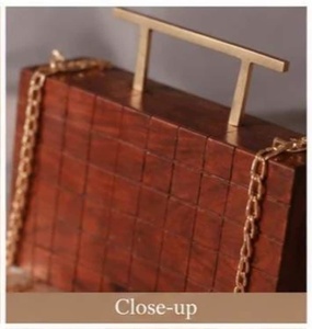 Bolso de Mano de Madera Natural, Hecho a Mano, de Lujo para Mujer, Elegante Bolso de Noche para Bodas y Fiestas - Product Image 3
