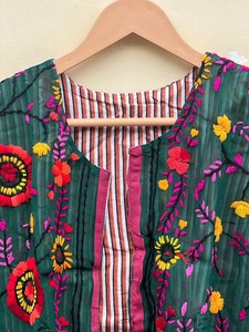 Gilet matelassé indien fait main 100 % coton, écologique, respirant, séchage rapide, anti-plis, pour automne-hiver - Product Image 2