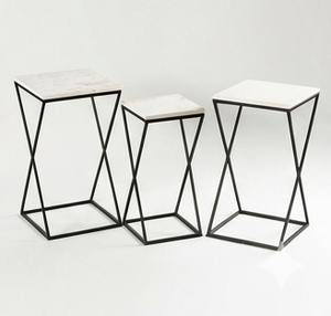 Modern Minimalist Iron Frame Nesting <b>Tables</b> Set with White Marble Top Luxury Living Room Accent <b>Coffee</b> Side <b>Tables</b> - Product Image 5