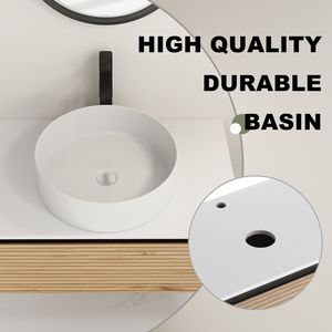 Meuble-lavabo mural de 30 pouces avec vasque en céramique blanche et 1 tiroir à fermeture douce, emballage KD - Product Image 6