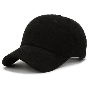 Chapeau en tissu velours côtelé avec bordure en daim, broderie, sangle réglable en velours côtelé, boucle métallique gravée, œillet métallique, étiquette personnalisée en ruban cousu - Product Image 1