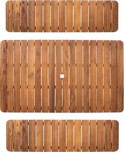 Juego de mesa de comedor de madera de teca con 2 bancos largos, acabado natural, para uso en interiores y exteriores. - Product Image 4