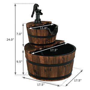 Fuente de Agua en Cascada de Madera para Exteriores con Bomba, 2 Niveles, Decoración Elegante para Jardín - Product Image 4