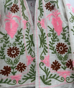 Hand Embroidered Wool Knitted Jacket <b>Women</b> Floral Pattern Mandarin Collar Full Sleeve Winter Thick Pullover <b>Coat</b> - Product Image 2