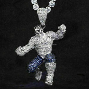 Collar de Diseño de Superhéroe con Joyería de Lujo Estilo Urbano y Acabado Azul Plateado - Product Image 1