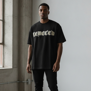 T-shirt uni à impression en relief, graphiques texturés 3D personnalisés, tee-shirt oversize pour homme, vêtements streetwear haut de gamme 100% coton, achat en gros - Product Image 5