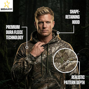 Sweat à capuche camouflage pour homme et femme - Équipement de chasse en polaire premium avec poche zippée - Product Image 6