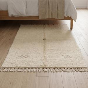 Premium Hand Knotted Wool Area Rug Soft Ivory Beige Geometric Pattern Carpet for Living Room Bedroom Modern Home Decor - Product Image 3