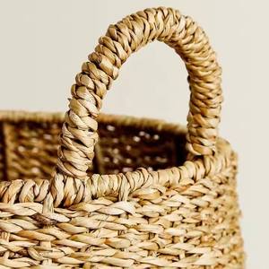 Panier en jacinthe d'eau, couleur naturelle/personnalisée, écologique, pour rangement de vêtements, rond/rectangulaire/carré, paniers flexibles en jonc de mer - Product Image 3