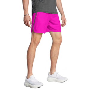 <b>Men's</b> Neon <b>Green</b> Quick Dry Sport <b>Shorts</b> With Side Elastic Waist Mid Length Knitted Polyester Athletic Training Wear - Product Image 2