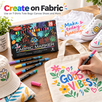 Ensemble de marqueurs textiles 20 32 40 couleurs pour T-shirts, chaussures en toile, sacs fourre-tout, dessin et coloriage DIY