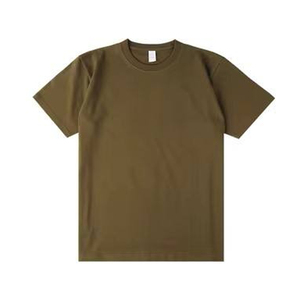 T-shirt en coton vert olive personnalisé pour homme, col rond, manches courtes, coupe classique, couleur unie, jersey décontracté, motif tricoté, anti-plis - Product Image 3