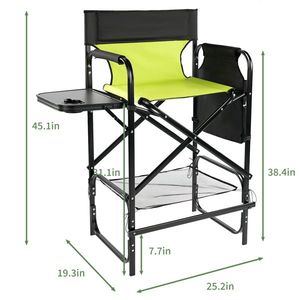 4 Sedie da Campeggio Portatili con Portabicchieri Integrati e Tavolino Laterale - Altezza 79 cm e Altezza Bar - Product Image 1