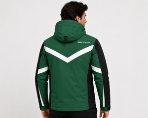 Chaqueta Softshell para Hombre con Capucha, Verde y Blanca en Contraste, Impermeable y Cortavientos, para Deportes de Invierno al Aire Libre, Ropa de Trabajo Personalizada - Product Image 4