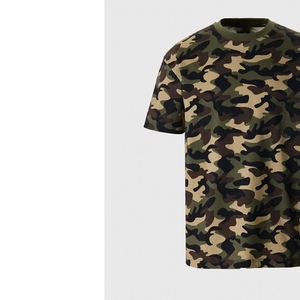 Camiseta de Camuflaje para Hombre, Estilo Urbano, Oversize, Cuello Redondo, Algodón, Manga Corta, Corte Holgado, Transpirable e Impermeable para Invierno - Product Image 2