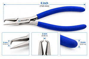 5 Pulgadas 60 °   Alicates de Punta Curva con Puntas Extra Finas para Soldadura de Joyería Permanente y Fabricación de Joyería Zetomed Pro - Product Image 6